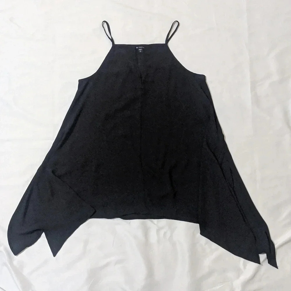 Express Spaghetti Strap Round Hem Blouse, Color Black Size S